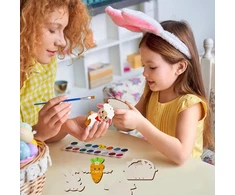 Wednok 12 dalių vėjo varpelių rinkinys velykoms, skirtas vaikams, velykiniai amatai, mediniai velykiniai amatai su velykiniais kiaušiniais, velykų zuikučiu, velykiniu viščiuku, vėjo varpelių amatas, skirtas dažymui, dekoravimui velykų dekoracijoms pavasar