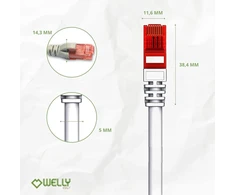 Welly Enjoy Wy40157 tinklo kabelis Patch Cat.6 U/utp Ethernet Gigabit Lan Rj45, ilgis 7 m, Pvc, Cu, Awg 26/7, pilkas