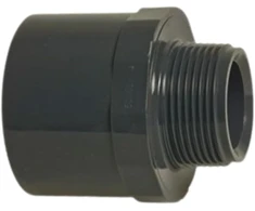 Ventiliatorius Weltenmarkt Profec Pvc-u perėjimo mova 50/63 mm x 2 coliai, lipnus lizdas/įmovos galas x išorinis sriegis, 10 barų, pilka
