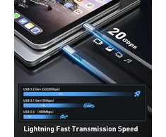 Wengshini usb c į usb c kabelis 1 m, 240 w/20 gbps usb c 3.2 gen2 x 2 duomenų kabelis, 4k @ 60hz vaizdo perdavimo vaizdo perkėlimas nešiojamam kompiuteriui, mobiliajam telefonui, steam deck, planšetiniam kompiuteriui, ssd, monitoriui ir kt.