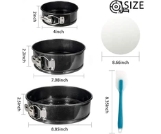 Wertioo 3 dalių springform rinkinys, torto formos 10 cm / 18 cm / 22 cm, apvalios kepimo formos, nelimpanti danga, nepralaidi torto keptuvė, sūrio pyrago forma su 50 vnt. kepimo popieriaus ir 1 silikonu