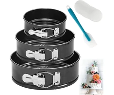 Wertioo 3 dalių springform rinkinys, torto formos 10 cm / 18 cm / 22 cm, apvalios kepimo formos, nelimpanti danga, nepralaidi torto keptuvė, sūrio pyrago forma su 50 vnt. kepimo popieriaus ir 1 silikonu