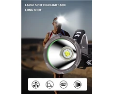 Weslite įkraunamas Led galvos žibintas 15000 liumenų prožektorius 4 režimai Xhp90 Cob Led galvos žibintas tolimojo nuotolio aliuminio korpuso galvos žibintas Usb skirtas stovyklavimui žvejybai žygiams (didelis)