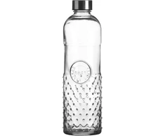 Westcraft orientalinis 1 litro raštuoto stiklo vandens butelis su užsukamu dangteliu, hermetiškas, silikoninis sandariklis, vandens butelis šaldytuvui, vintažinis stiklinis butelis (vintage dot)