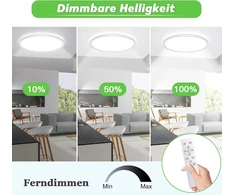 Wholede 24 W 3000-6500 K led lubų šviestuvas plokščias, apvalus, reguliuojamo ryškumo su infraraudonųjų spindulių nuotolinio valdymo pulteliu, itin plonas šviestuvas virtuvei, svetainei, prieškambariui, miegamajam, vonios kambariui, skersmuo 29,5 cm, balt