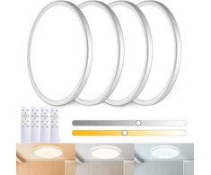 Wholede 24 W 3000-6500 K led lubų šviestuvas plokščias, apvalus, reguliuojamo ryškumo su infraraudonųjų spindulių nuotolinio valdymo pulteliu, itin plonas šviestuvas virtuvei, svetainei, prieškambariui, miegamajam, vonios kambariui, skersmuo 29,5 cm, balt