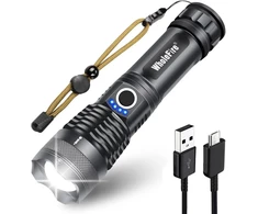 Wholefire žibintuvėlis, itin ryškus 10000 liumenų led žibintuvėlis, įkraunamas usb, su įkraunama baterija, ipx65 atsparus vandeniui žibintuvėlis su 5 šviesos režimais