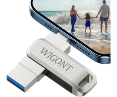 Wigont 128 gb usb atmintinė, skirta iphone, 3 viename atmintinė, skirta saugoti daugiau nuotraukų ir vaizdo įrašų iš skirtingų įrenginių. skirta ios/ipad/pc