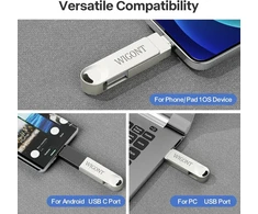 Wigont 128 gb usb atmintinė, skirta iphone, saugokite daugiau nuotraukų ir vaizdo įrašų, visas metalinis rašiklis suteikia daugiau vietos jūsų telefone. usb atmintinė suderinama su ios/android/pc.