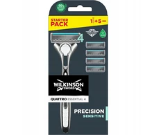 Wilkinson Quattro Essential 4 Precision Sensitive rinkinys: 5x Skutimosi galvutės + Rankena