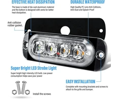 Willpower 2 vnt. 4 led stroboskopiniai gintariniai balti šoniniai gabaritiniai žibintai automobiliui 12v 24v led šviesos juosta mirksinti šviesa saugos priekaboms komercinėms transporto priemonėms valtims traktoriams
