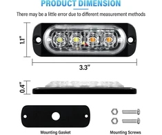 Willpower 2 vnt. 4 led stroboskopiniai gintariniai balti šoniniai gabaritiniai žibintai automobiliui 12v 24v led šviesos juosta mirksinti šviesa saugos priekaboms komercinėms transporto priemonėms valtims traktoriams