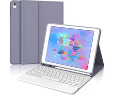 Winchking dėklas su klaviatūra, skirtas ipad 6-os kartos įrenginiui – klaviatūra su jutikline dalimi, skirta ipad 6-os/5-os kartos 2018/2017 9,7 colio įrenginiui, nuimamas belaidis qwertz išdėstymas, 7 spalvų apšvietimas (levandų violetinė)