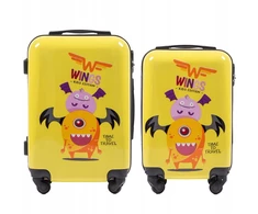 Kelioninis Wings 2 kietų vaikiškų lagaminų rinkinys, rankinis bagažas Monster S+xs