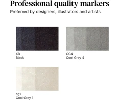 Winsor &amp; Newton 0290185 Promarker rinkinys – pilki tonai, 3 Layout markeriai rinkinyje, su 2 antgaliais, plonas ir platus piešiniams, dizainui ir maketams