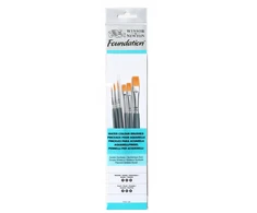 Winsor &amp; Newton Foundation akvareliniai sintetiniai teptukai, 6 vnt., trumpa rankena
