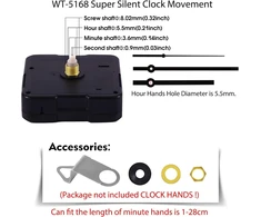 Wintaim kvarcinis laikrodžio mechanizmas, itin tylus laikrodžio mechanizmas sieniniam laikrodžiui ilgu ir trumpu velenu 8/13/18.5/20/22mm, "pasidaryk pats" remonto dalių keitimo mechanizmas (be rodyklių. Wt-5168 serija)
