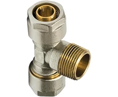 Wiroflex 26347 4 T formos jungtis su adapteriu, užspaudimo žiedu, 26 x 3/4 x 26 mm, aukso/sidabro/chromo/vario spalvos