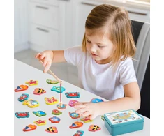 Wisplye magnetinis žvejybos žaidimas, vaikiškas žaislas pagamintas iš medžio, montessori medinis žaislas, magnetinis žaidimas, smulkiosios motorikos lavinimo žaislas, dovana berniukams ir mergaitėms nuo 2 3 4 metų (mėlynas)