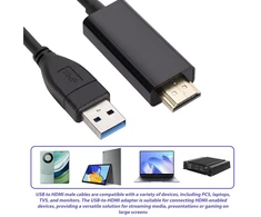 Wiyety Usb į Hdmi adapteris: 1.8 m Usb 3.0/2.0 į Hdmi adapterio kabelis, Hdmi kabelis, 1080p jungties kabelis, projektoriaus vaizdo monitoriaus kabelis, skirtas Pc, nešiojamam kompiuteriui, Hdtv televizoriui, suderinamas su Windows
