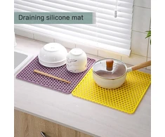 Wkmamo didelis kriauklės kilimėlis 34,5 x 34,5 cm, violetinis silikoninis kriauklės įdėklas, sulankstomas neslystantis kriauklės kilimėlis, kriauklės kilimėlis su valymo šepečiu (violetinis)