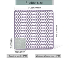 Wkmamo didelis kriauklės kilimėlis 34,5 x 34,5 cm, violetinis silikoninis kriauklės įdėklas, sulankstomas neslystantis kriauklės kilimėlis, kriauklės kilimėlis su valymo šepečiu (violetinis)