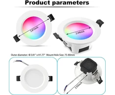 Pakabinamas šviestuvas Wlan bluetooth 9 w reguliuojamas led įleidžiamas prožektorius, lubų šviestuvas, wifi su išmaniuoju skydeliu, išmanusis tiltas, suderinamas su alexa, google assistant, rgbwc, 10 vnt. rinkinys