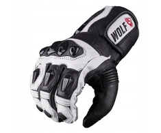 Wolf odinės ilgos motociklininkų pirštinės vyrams juodas baltas 3xl