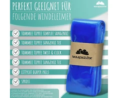 Wolkenglück® sauskelnių dėžės papildymo plėvelė [10 vnt. Xxl ilgio] – suderinama su Tommee Tippee, Littycat, Chicco, Spross &amp; Co. sauskelnių dėžių papildymo kasetėmis – atspari plyšimui ir kvapams