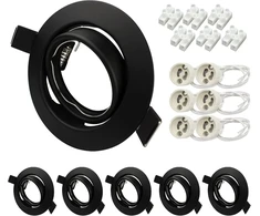 Wondlumi 6 Led įleidžiamų prožektorių komplektas, rėmelių rinkinys Gu10, montavimo rėmelis apvalus juodas matinis pasukamas Led įleidžiamas prožektorius 230 V įleidžiami šviestuvai su Gu10 lizdu