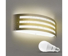 Wondlumi sieninis šviestuvas E27 nerūdijančio plieno Ip44 Led lauko šviestuvas 230 V išlenktas balkono sieninis šviestuvas lauke, įskaitant 1 x 12 W Led šiltai baltą lemputę