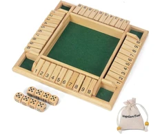 Woodenfun uždaryk dėžę žaidimas 2-4 žaidėjams su 8 kauliukais, medinis stalo žaidimas, vakarėlių žaidimas, kauliukų žaidimas, matematiniai žaidimai vaikams ir suaugusiems