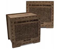 Woodmanucom medinė taupyklė su išgraviruotu užrašu, dovana bet kokiai sumai, pinigų taupymas