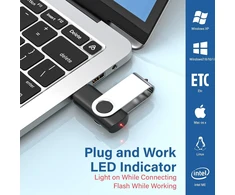 Woooolken usb atmintinė 2 gb, 10 vnt., 2.0 atmintinė su pasukamuoju mechanizmu, metalinė duomenų saugykla, usb atmintinės, 10 vnt. pakuotė (10 spalvų)
