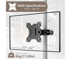 Worldlift universalus monitoriaus laikiklis vamzdžiams 28-60 mm - monitoriams 17-32 colių (iki 8kg) - pilnai judinamas su vesa 75 x 75 ir 100 x 100 mm - lengvai montuojamas ant stulpų ir kolonų