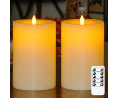Wroxipel Bekvapis, judančios liepsnos imitacijos, valdomi nuotoliniu pulteliu ir su laikmačio funkcija, 10 cm x 15 cm led žvakės, pagamintos iš tikro vaško, veikiančios su baterijomis, mirgančios dramblio kaulo spalvos, 2 aukštų žvakių pakuotė