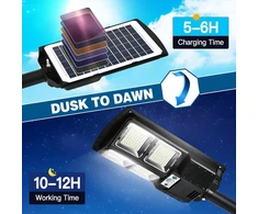 Wsatn 400 W led saulės gatvės šviestuvas, 6500 K saulės šviestuvai lauko naudojimui su judesio davikliu, ip65 vandeniui atsparus lauko gatvės šviestuvas su nuotoliniu valdymu