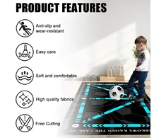 Wtzwyfwj futbolo kilimėlis, 60 x 90 cm futbolo treniruočių kilimėlis, mėlynas futbolo žingsnių treniruočių kilimėlis, neslystantis futbolo kilimėlis treniruotėms, futbolo kilimėlis, kamuolio kontrolė, futbolo treniruočių įranga paaugliams