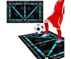 Wtzwyfwj futbolo kilimėlis, 60 x 90 cm futbolo treniruočių kilimėlis, mėlynas futbolo žingsnių treniruočių kilimėlis, neslystantis futbolo kilimėlis treniruotėms, futbolo kilimėlis, kamuolio kontrolė, futbolo treniruočių įranga paaugliams
