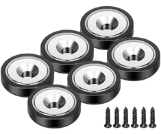 Wukong, 6 neodimio magnetų rinkinys, 16 x 5 mm, juodi, itin stiprūs, 6kg traukos jėga, su skyle ir kapsule, įleidžiamas puodo magnetas su varžtais, skirtas lentai, šaldytuvui, virtuvės darbo vietai