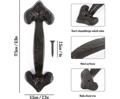 Wvu &amp; Wvo Tvirtos ketinės durų rankenos, 2 vnt. tvarto durų rankena, tamsiai ruda ketinė stumdomų durų rankena, 17 cm ilgio, skirtos pašiūrų durims, garažams, spintelėms, lauko durims