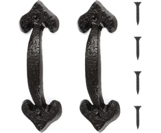 Wvu &amp; Wvo Tvirtos ketinės durų rankenos, 2 vnt. tvarto durų rankena, tamsiai ruda ketinė stumdomų durų rankena, 17 cm ilgio, skirtos pašiūrų durims, garažams, spintelėms, lauko durims