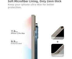 Wxx silikoninis dėklas, skirtas iphone 12 pro max, mobiliojo telefono dėklas, skirtas iphone 12 pro max, plonas, su mikropluoštu, atsparus įbrėžimams, visapusiškai apsaugantis dėklas, skirtas iphone 12 pro max 6.7 colio, titano pilkos spalvos