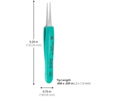Xcelite Ergo-tweeze 2a-sa-et pincetai, tiesūs smailėjantys ančiuko snapo formos, 13,3 cm bendras ilgis, nerūdijantis plienas/antimagnetiniai