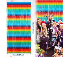 Xialvyu 6 vnt. blizgučių užuolaidų, folijos užuolaidos, blizgučių užuolaidos 1 m x 1,9 m vakarėlių užuolaidos vestuvėms, gimtadieniui, fono dekoravimui (tamsus gradientas)