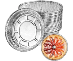 Xinlon, 30 apvalių aliumininių dubenėlių rinkinys, folijos pyrago indas, vienkartinė folijos kepimo forma, pagaminta iš aliuminio folijos, daugkartinio naudojimo ir perdirbama aliuminio folijos kepimo skarda mažiems pyragaičiams, uogienės pyragaičiams ir