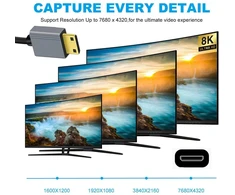 Xiwai Mini Hdmi 2.1 jungtis (tėtis) į Hdmi jungtį (tėtis) 8k 60hz spiralinis kabelis 100cm, skirtas Hdtv kompiuteriui, nešiojamam kompiuteriui, monitoriui