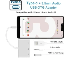 Xiwai Usb-c 3.5mm Audio Aux + Usb 2.0 Otg su Pd įkrovimu