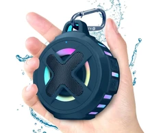 Kompiuterio kolonėlės Xleader mažas nešiojamas bluetooth garsiakalbis, sertifikuotas ipx7 atsparus vandeniui plaukiojantis garsiakalbis dušui, baseinui, paplūdimiui su šviesomis, spaustuku, mikrofonu, bassup, golfo reikmenys, dovanos, ežero mėlynumo
