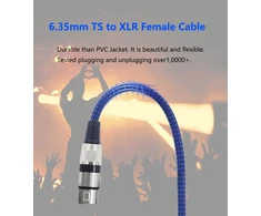 Xlr Moteriškas į 6.35mm Ts Kabelis, 1m, Nailoninė Pynė